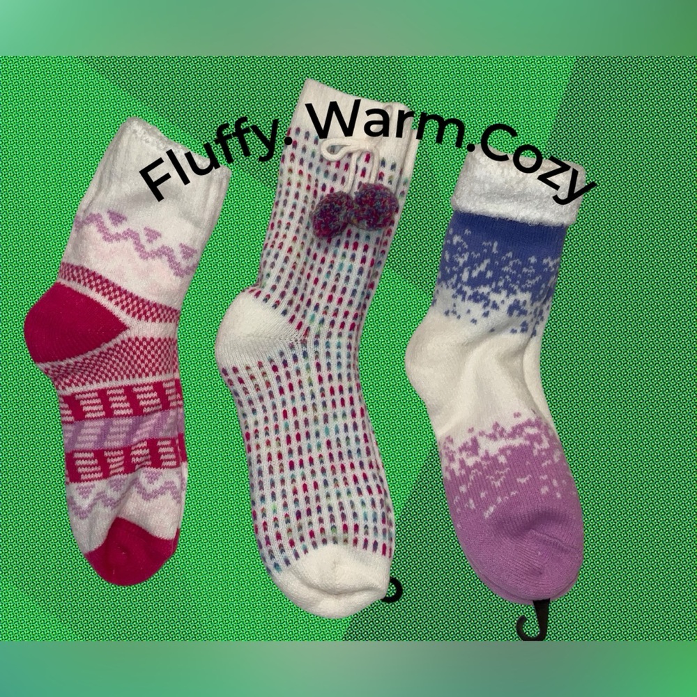 Cozy, Fluffy, Warm Thick Multicolor Women's Socks (3) Size 6-10